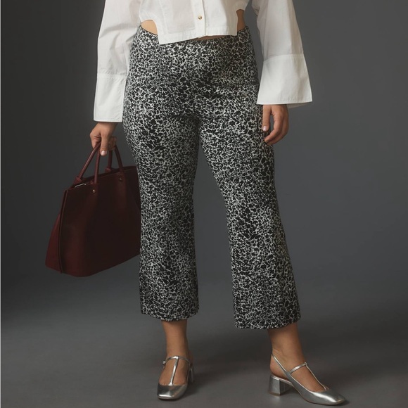 Maeve Pants - Maeve by Anthropologie The Margot Kick-Flare Cropped Knit Pants White Black 1X
